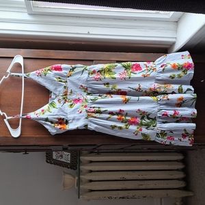 Myra Bag size US med EUR 40 light blue striped floral tiered Midi dress